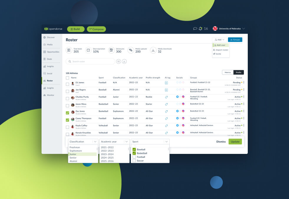 Opendorse Roster Revamp